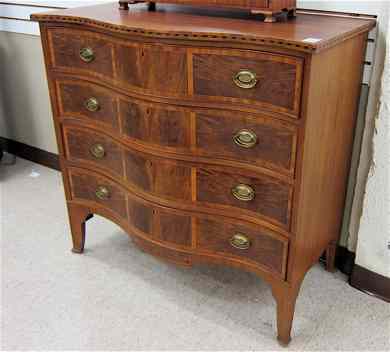 Appraisal: FEDERAL STYLE BANDED MAHOGANY CHEST OF DRAWERS New England design