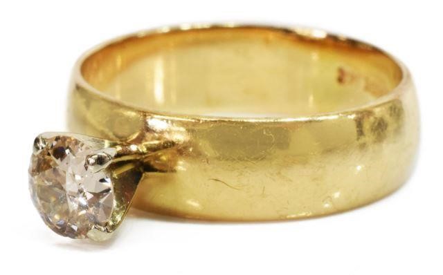 Appraisal: Estate kt yellow gold diamond solitaire ring approx ct clarity