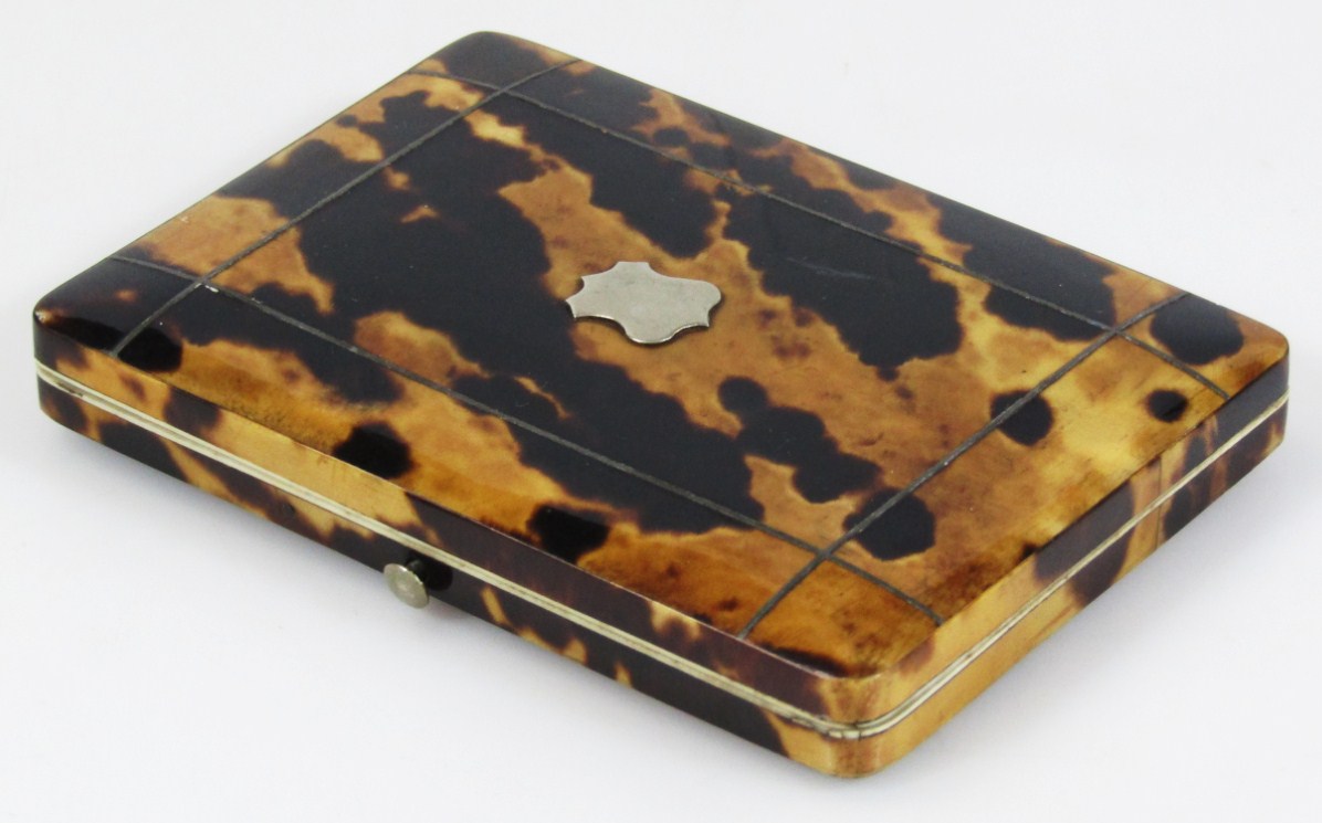 Appraisal: A Victorian tortoiseshell card case the rounded body with a