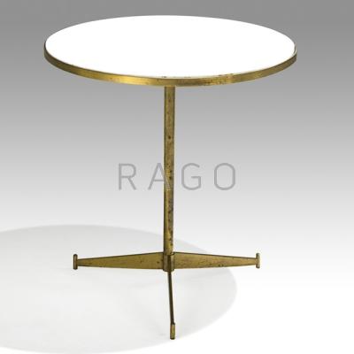 Appraisal: PAUL McCOBB DIRECTIONAL Side table USA s Brushed brass milk