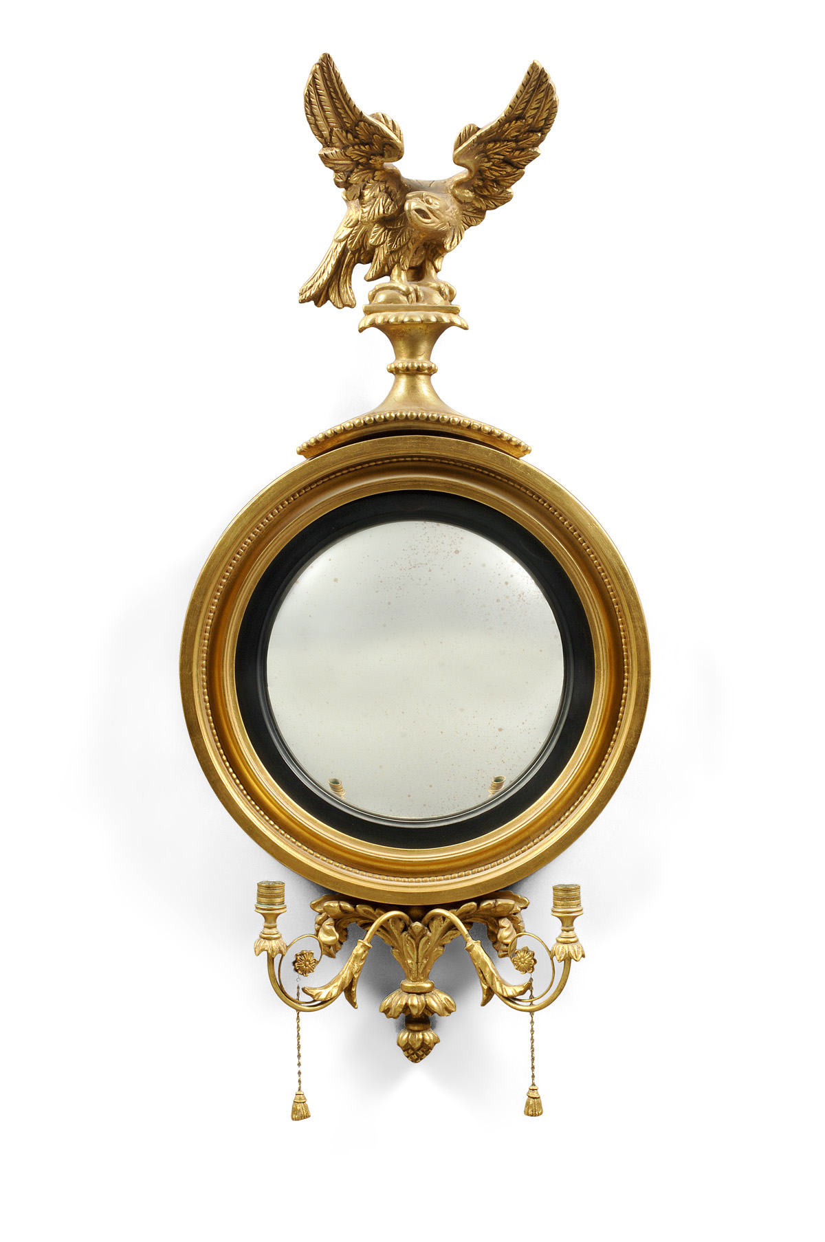 Appraisal: FEDERAL STYLE GILTWOOD CONVEX MIRROR Overall height inches