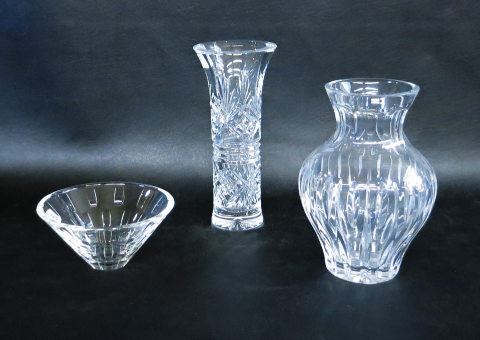 Appraisal: THREE WATERFORD VESSELS including vases one Marquis Waterford and bowl