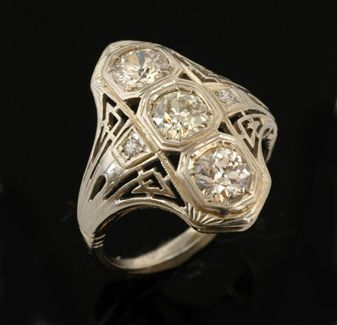 Appraisal: An Art Deco diamond plaque ring Circa The ct white