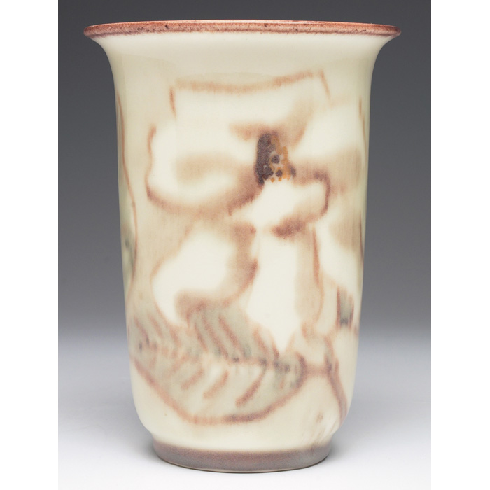 Appraisal: Rookwood vase flaring shape in a Porcelain glaze with painted