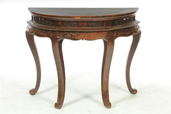 Appraisal: HALF MOON TABLE China mid th century elm and other