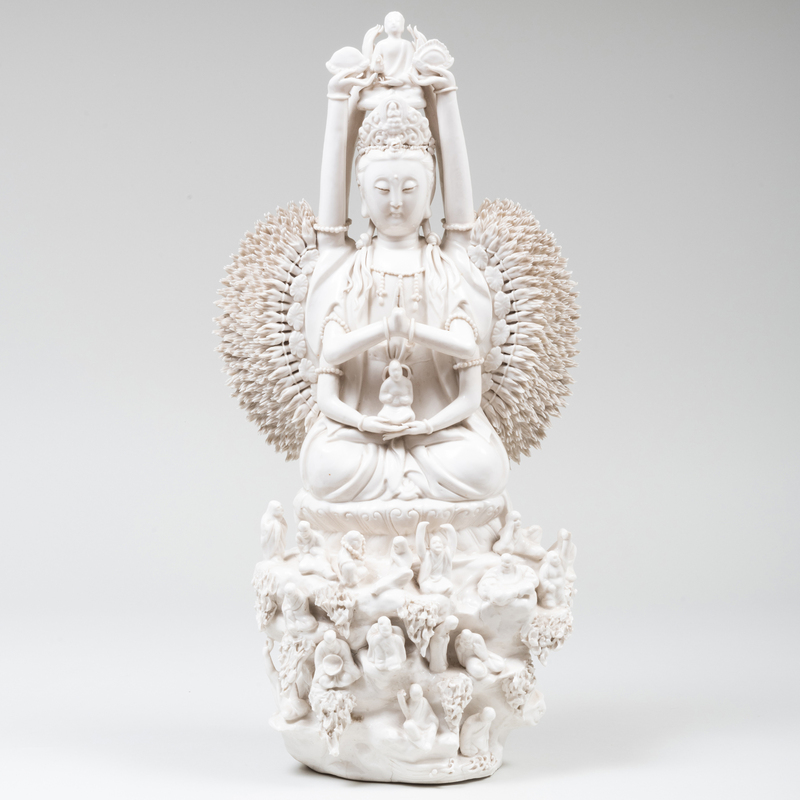 Appraisal: CHINESE WHITE GLAZED PORCELAIN FIGURE OF SEATED DEITY Unmarked x