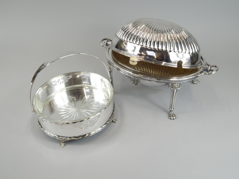 Appraisal: Two items of silver plate an Art Nouveau style basket