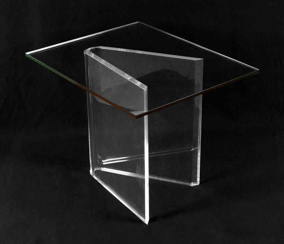 Appraisal: GLASS TOP LUCITE BASE SIDE TABLE V shaped lucite base