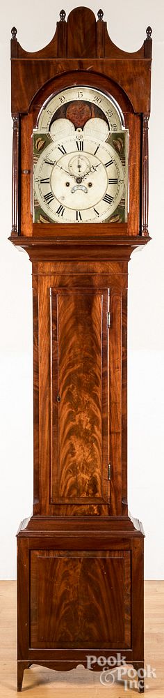 Appraisal: Pennsylvania Federal tall case clock Pennsylvania Federal mahogany and cherry