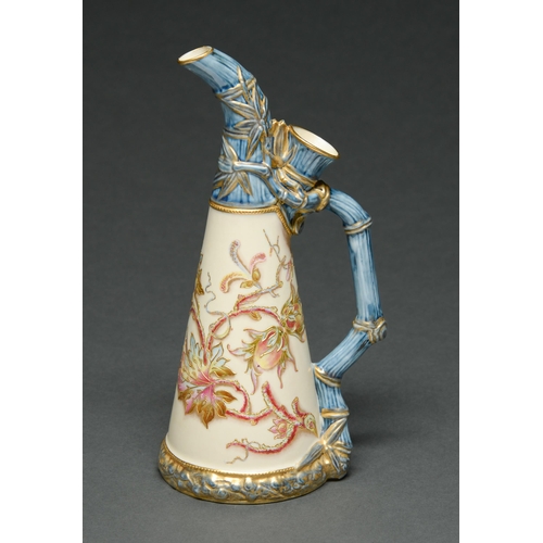 Appraisal: A Royal Worcester bamboo ewer decorated with flowers outlined in