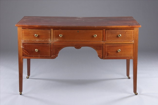 Appraisal: ENGLISH REGENCY STYLE MAHOGANY INLAID PARTNER'S DESK th century Rectangular