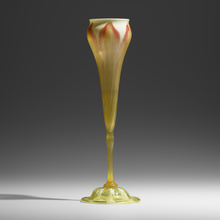 Appraisal: Tiffany Studios RARE PULLED-FEATHER FLORIFORM VASE USA c hand-blown Favrile