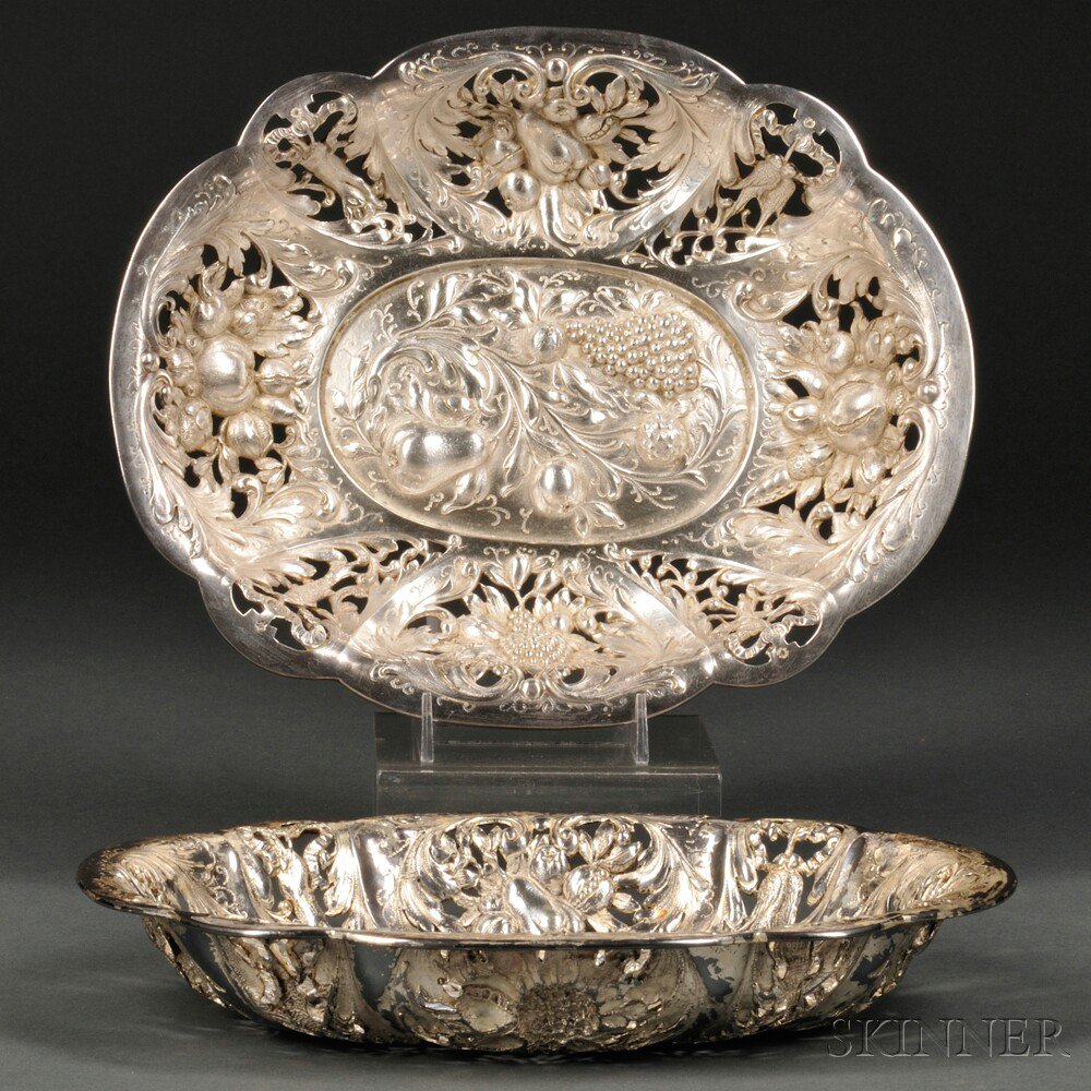 Appraisal: Pair of E F Caldwell Co Dutch-style Reticulated Repousse Sterling