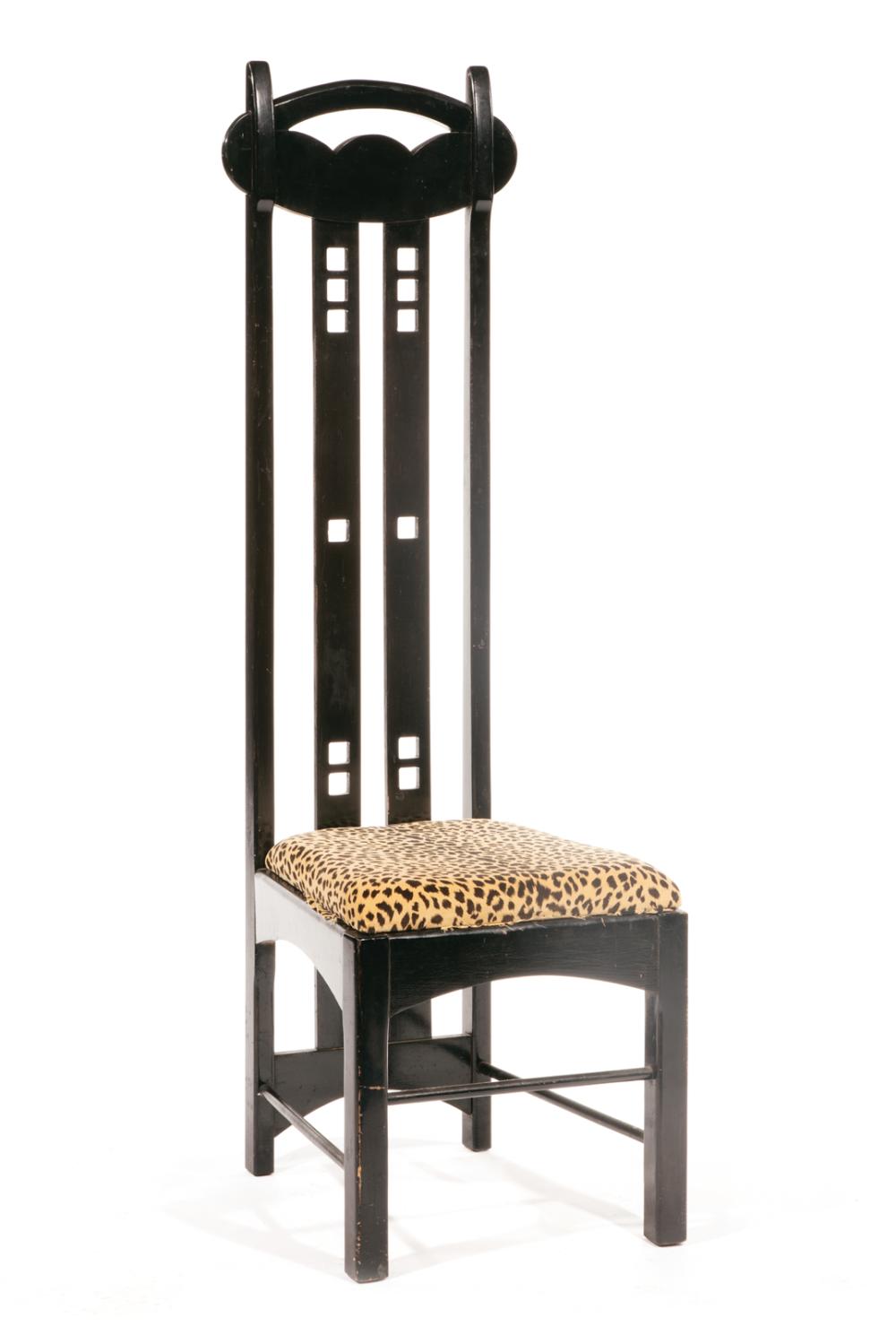 Appraisal: Charles Rennie Macintosh-Style Argyle Chair ebonized wood h in w