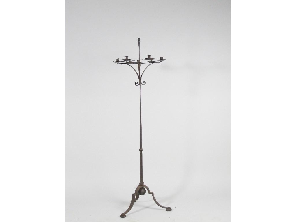 Appraisal: A Cotswold School steel floor standing Candelabrum having six sconces