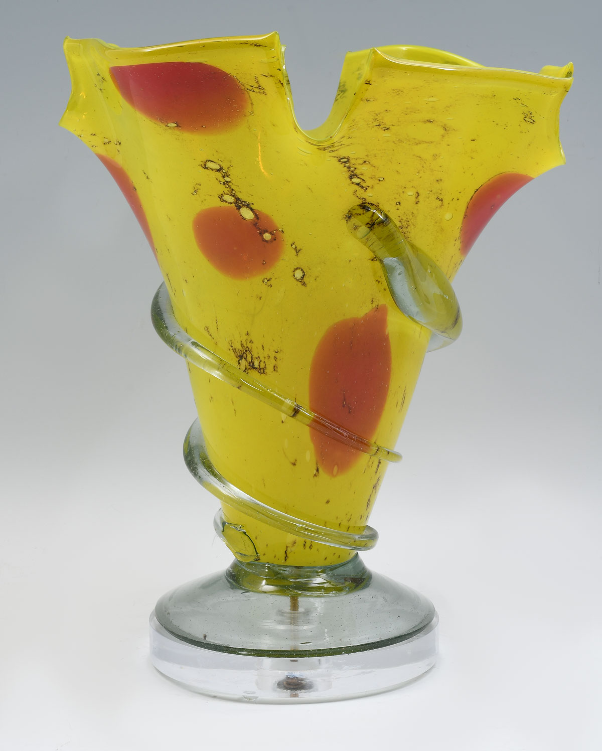 Appraisal: LARGE MODERN ART GLASS VASE Yellow art glass vase with