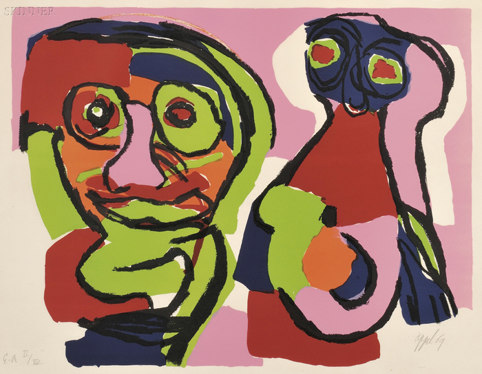 Appraisal: Karel Appel Dutch - Deux Personnages Signed and dated appel