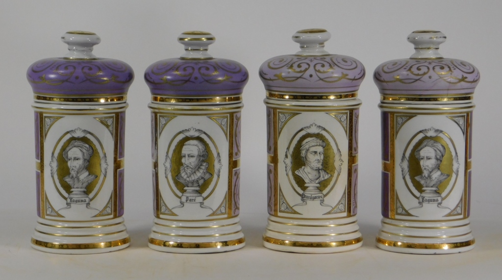 Appraisal: PC FRENCH PARIS PORCELAIN APOTHECARY JAR SET France th CenturyEach