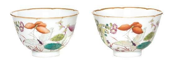 Appraisal: A Pair of Famille Rose Porcelain Tea Cups Diameter inches