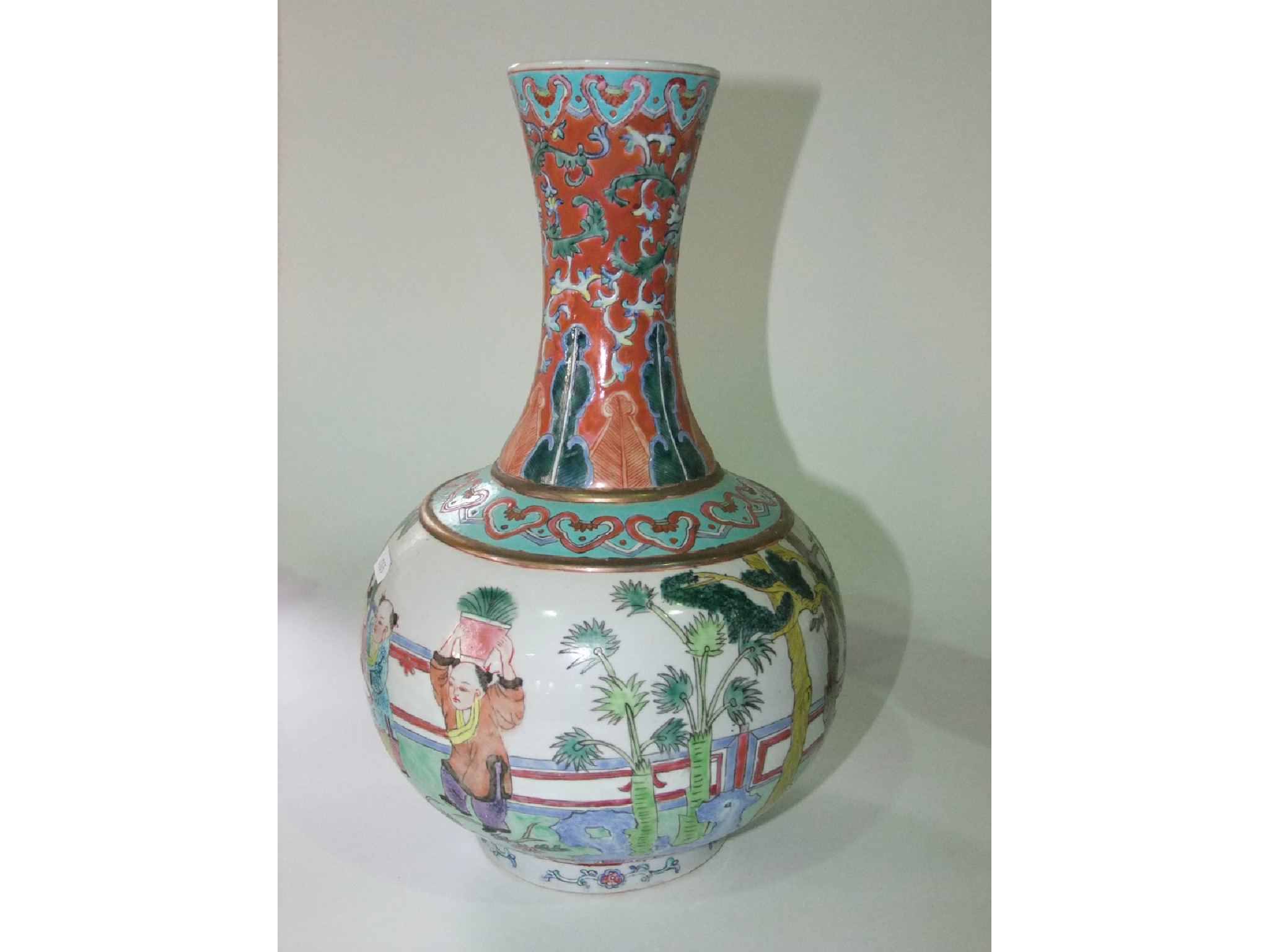 Appraisal: An oriental vase with globular body and drawn neck and