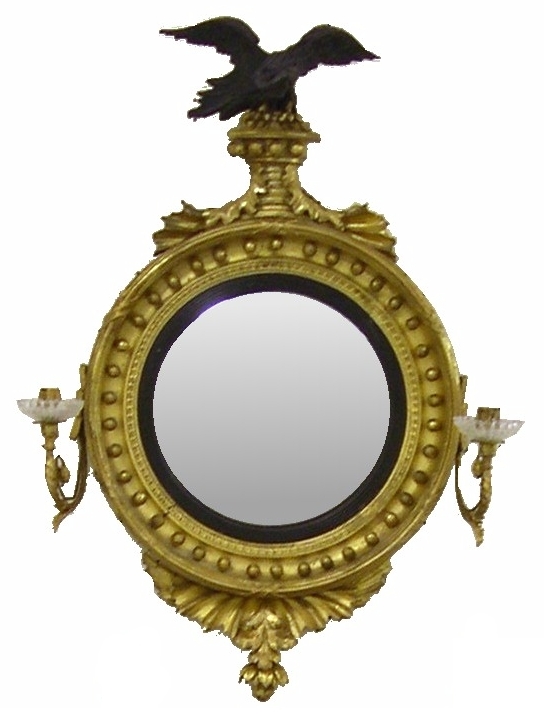 Appraisal: Regency period convex mirror with paper label verso for Thomas