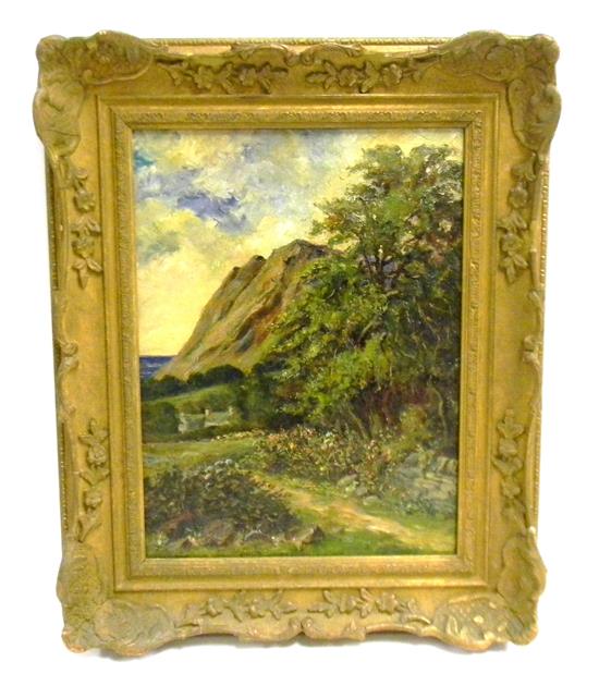 Appraisal: th C Continental School oil on canvas depicting Scottish landscape