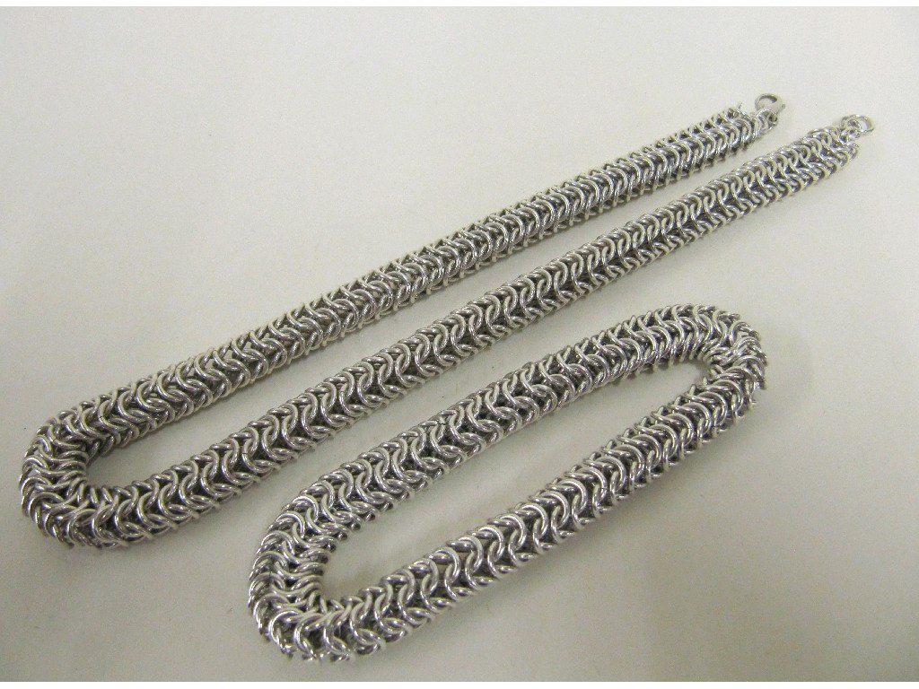 Appraisal: Silver tubular mesh necklace and matching bracelet by Susan Webster