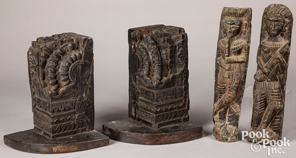 Appraisal: Two India carved musician figures Two India carved musician figures