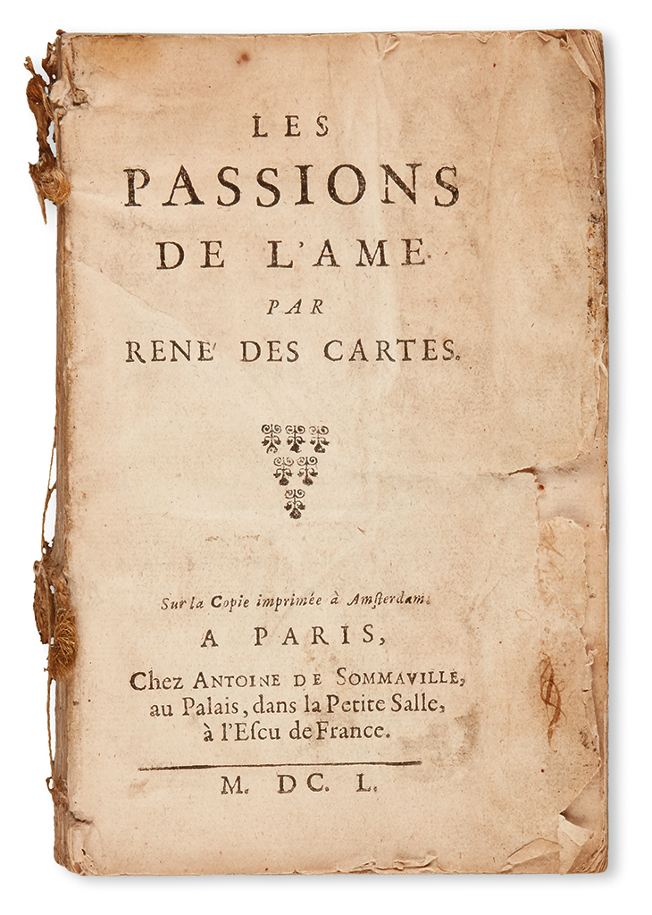 Appraisal: DESCARTES REN Les Passions de l'Ame pages including blanks and