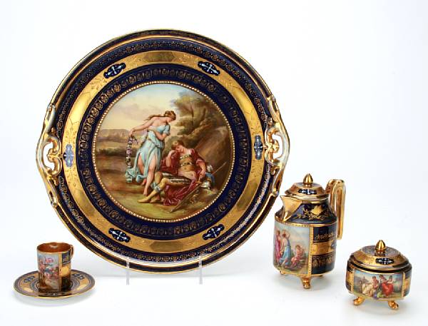 Appraisal: A Vienna style porcelain demitasse service comprising five cups and