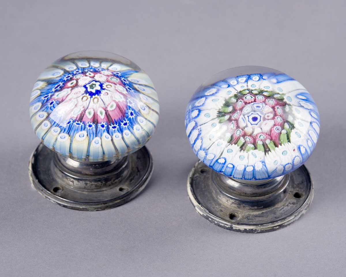 Appraisal: TWO SIMILAR WHITEFRIARS CONCENTRIC MILLEFIORI DOOR HANDLES NINETEENTH CENTURY Each