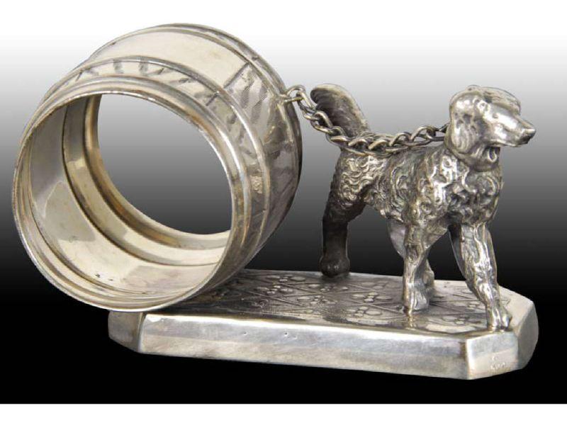 Appraisal: Dog Chained To Barrel Figural Napkin Ring Description ''Rip Van