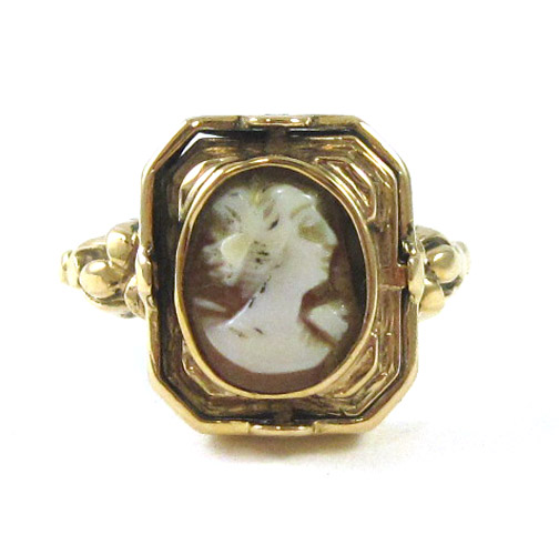 Appraisal: VICTORIAN TEN KARAT GOLD REVERSIBLE RING featuring a cameo portrait