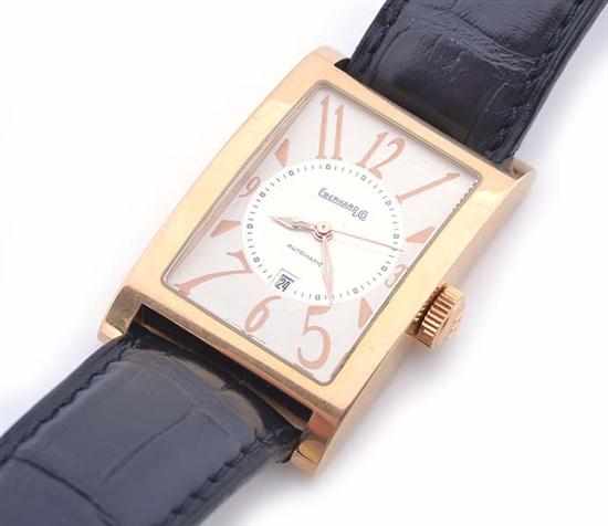 Appraisal: A GENTS EBERHARD AUTOMATIC WRISTWATCH WITH DATE AT SIX CT