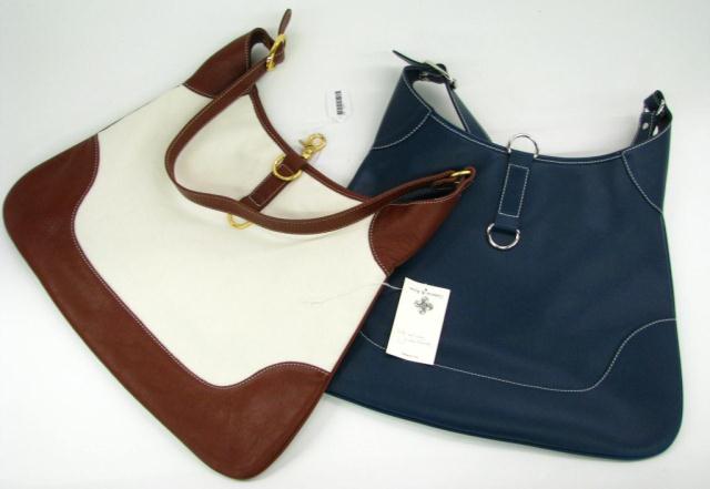 Appraisal: Two Camrose Cross Jackie Kennedy hobo canvas and leather purses