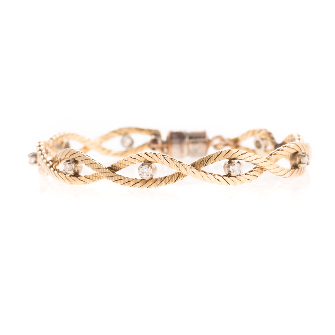 Appraisal: A Lady's K Gold and Diamond Bracelet K yellow gold