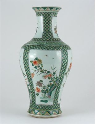 Appraisal: A Chinese famille verte baluster vase painted with six panels