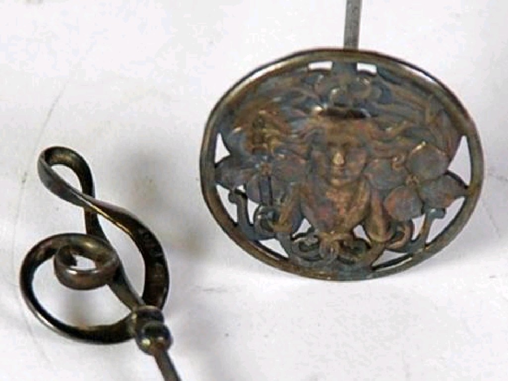 Appraisal: EARLY TWENTIETH CENTURY ART NOUVEAU SILVER AND STEEL HAT PIN