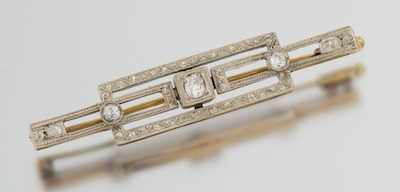 Appraisal: An Art Deco Diamond Brooch k yellow and white gold