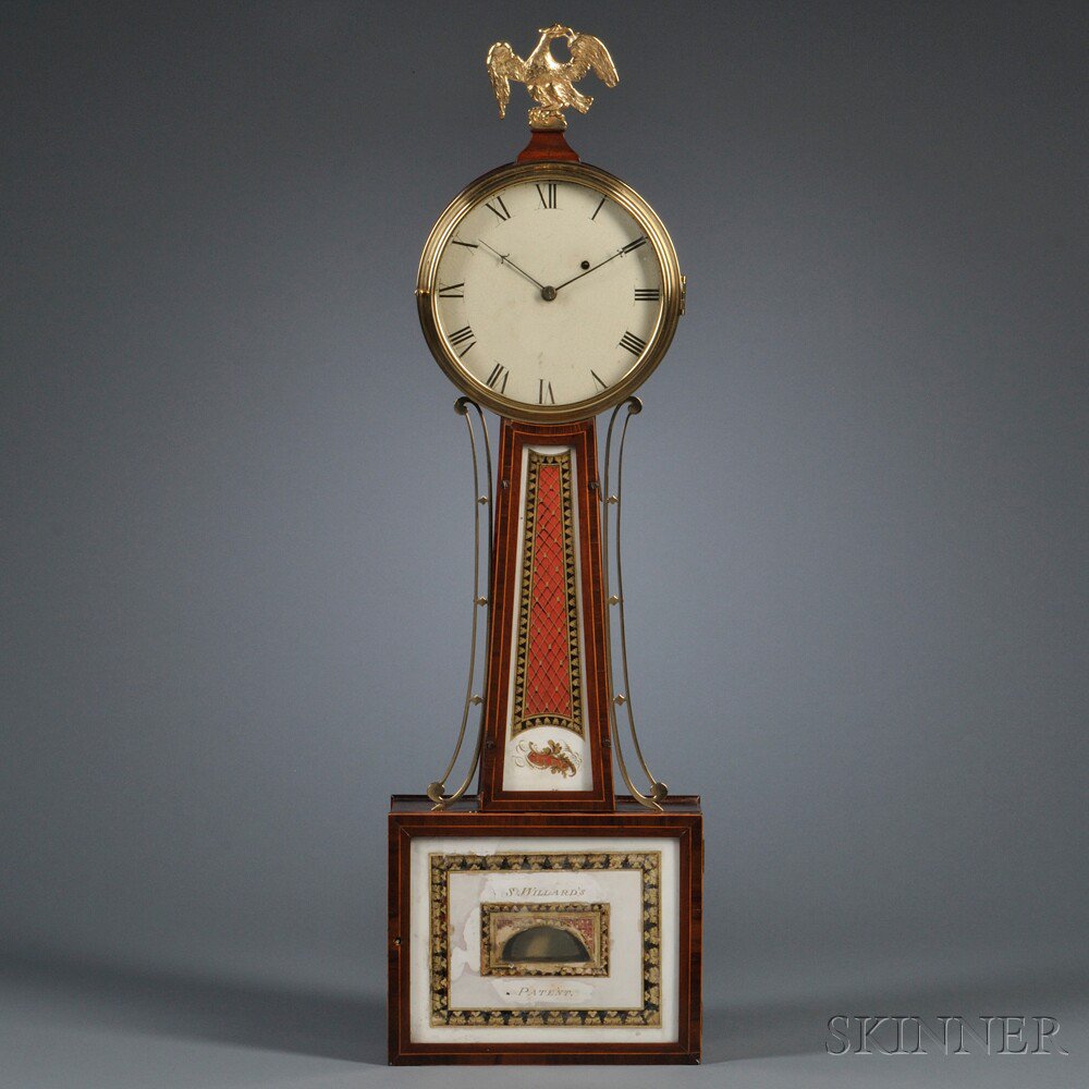 Appraisal: Federal Mahogany Inlaid Patent Timepiece Simon Willard Roxbury Massachusetts c