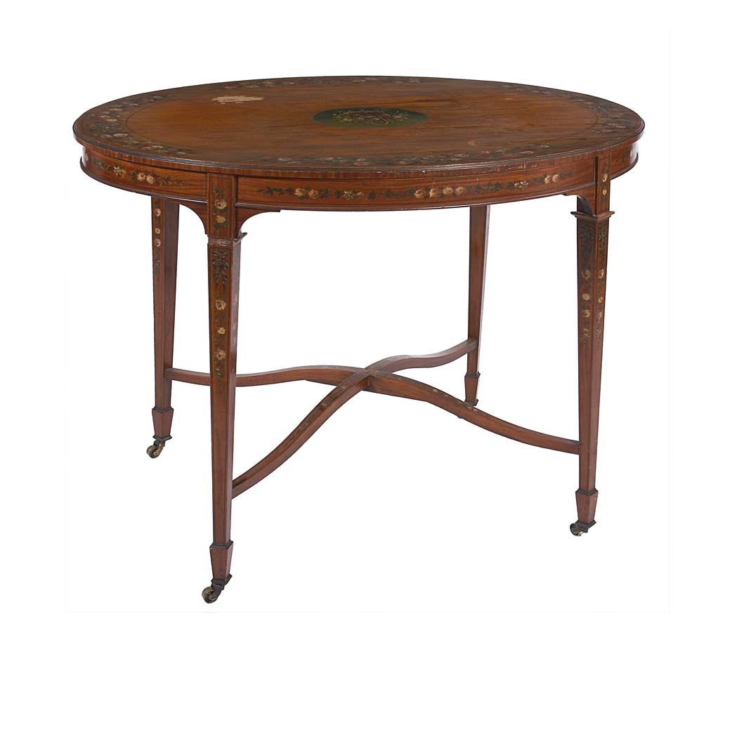 Appraisal: Edwardian Painted Satinwood Center Table Height inches width inches depth