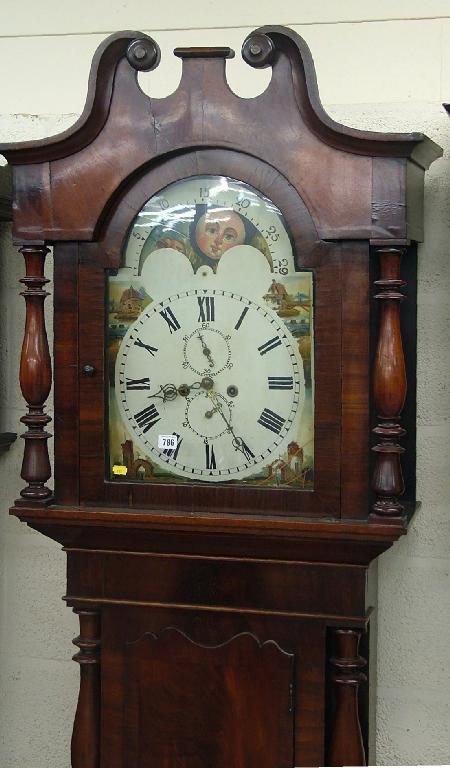 Appraisal: Mahogany eight day longcase clock the painted arched dial with