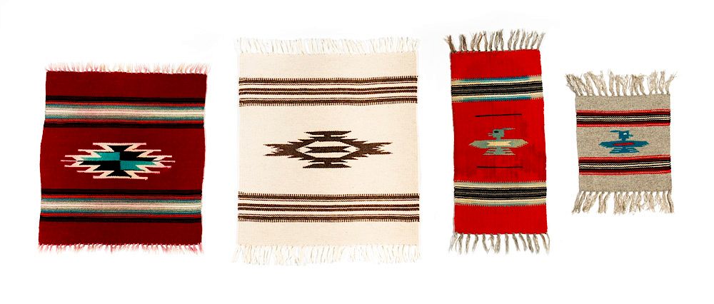 Appraisal: Chimayo Four Small Weavings Chimayo Four Small Weavings wool x