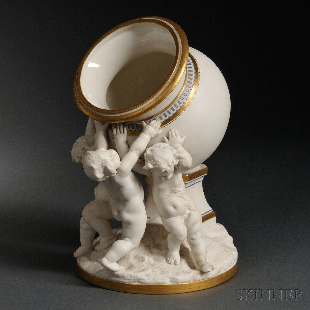 Appraisal: Mintons Parian Figural Vase England c modeled by A Carrier-Belleuse