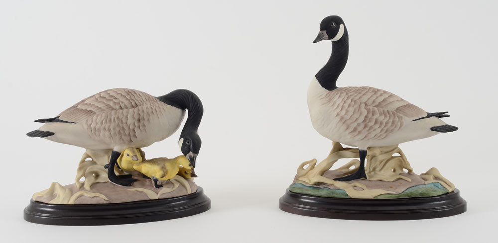 Appraisal: BOEHM CANADA GEESE PORCELAIN BIRDS Two piece the largest measures