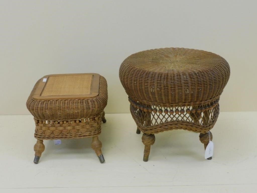 Appraisal: include round tuffet shaped stool Heywood Brothers Wakefield Co original