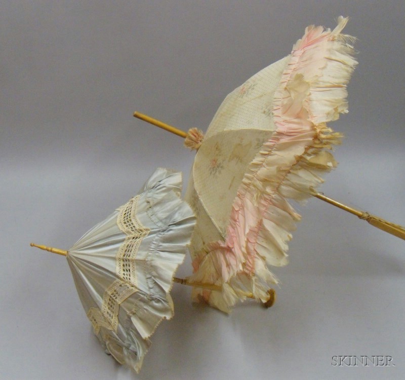 Appraisal: Two Lady's Silk Parasols late th century with maple handles