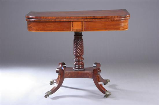 Appraisal: LATE FEDERAL WALNUT CARD TABLE early th century with journeyman's