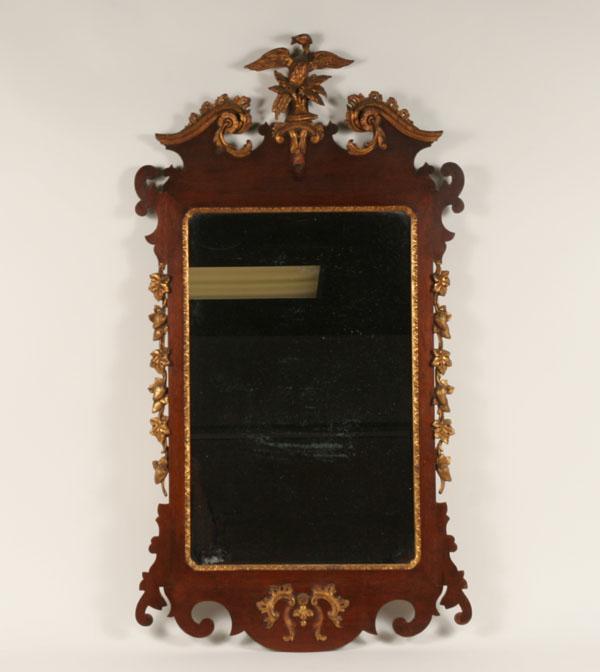 Appraisal: Federal style mahogany mirror with bird finial gilt and gessoed