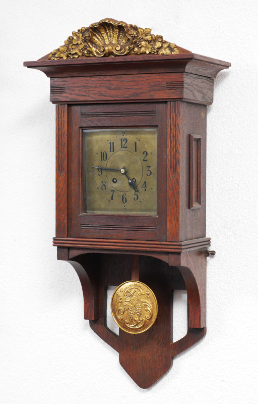 Appraisal: BERGER WURKER GERMAN OAK WALL CLOCK Oak case with removable